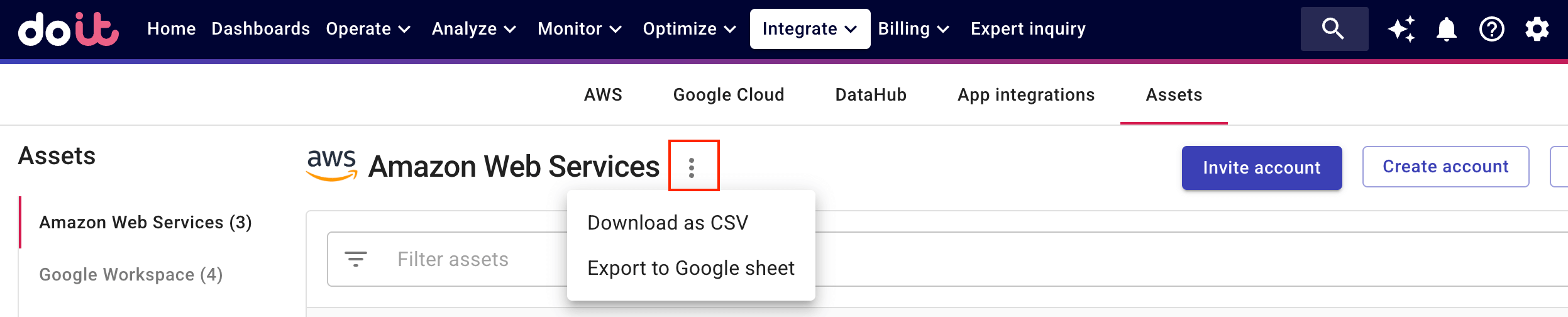 Export AWS Assets
