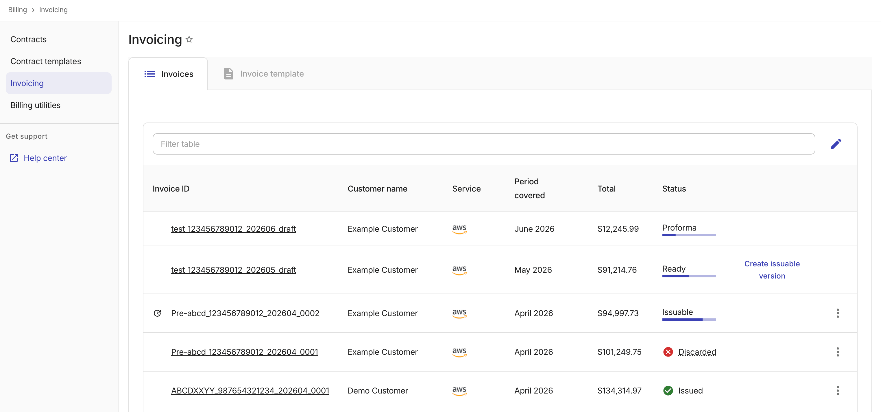 Reseller invoices tab