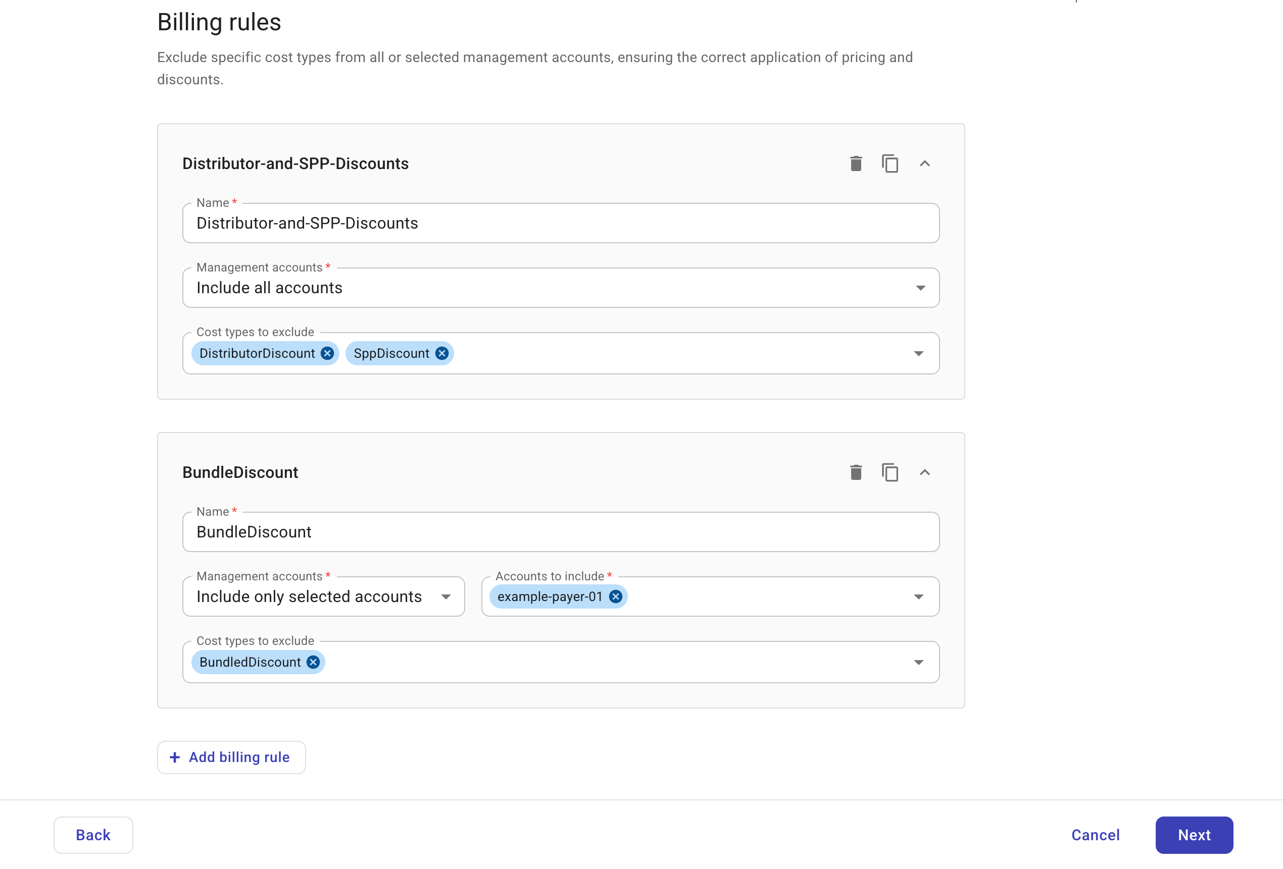 Contracts - Billing rules