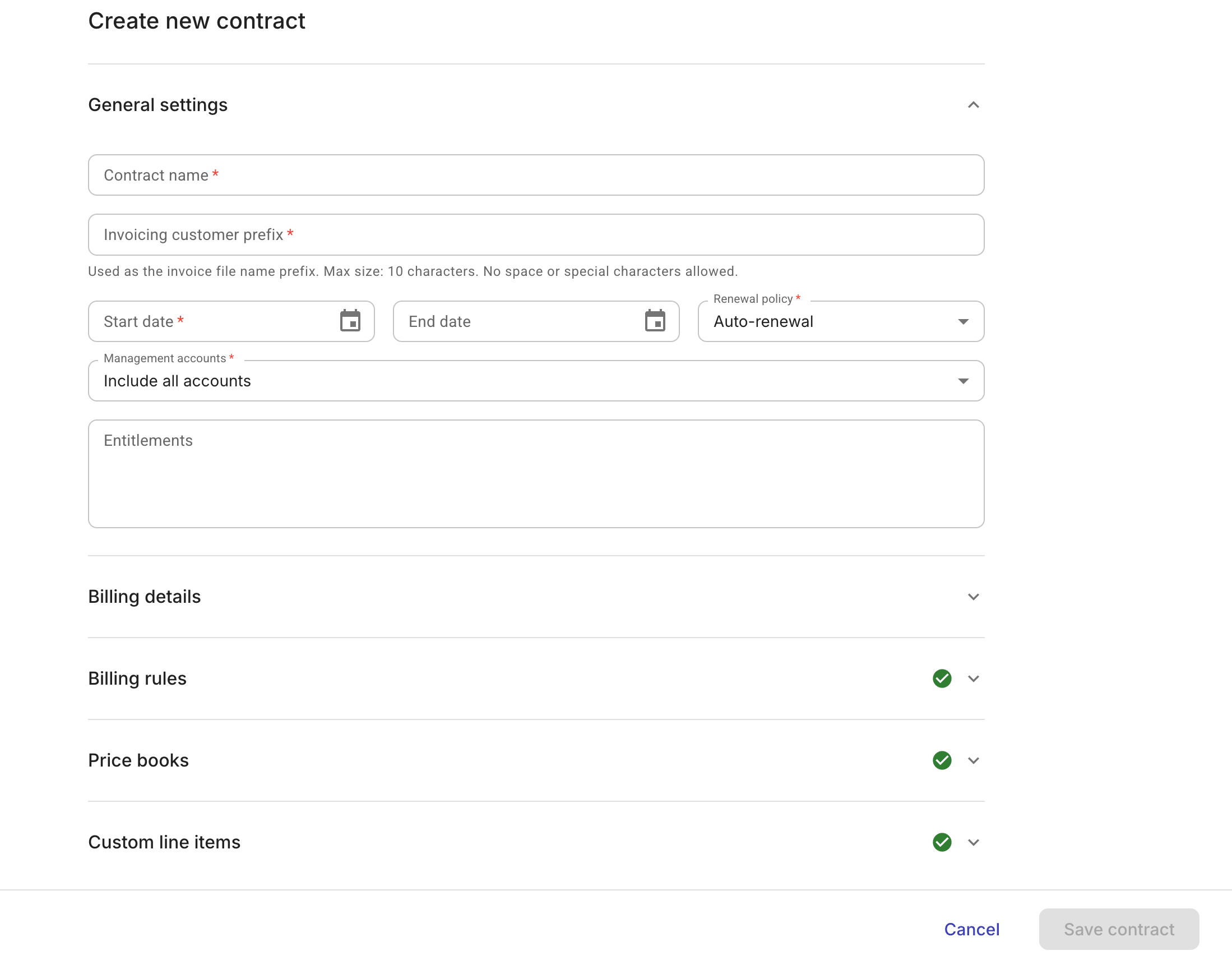 Contracts - General settings