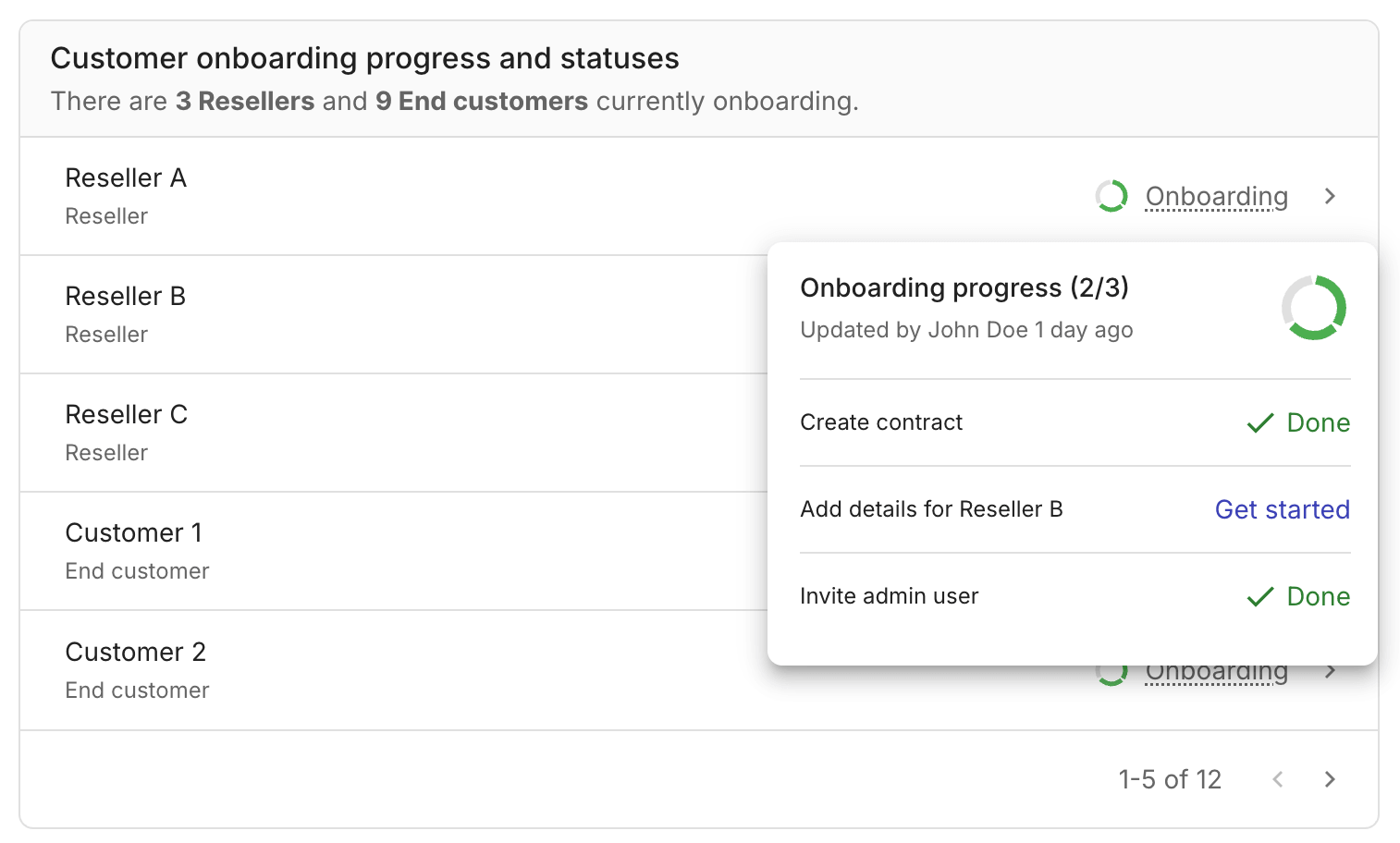 Onboarding progress bar