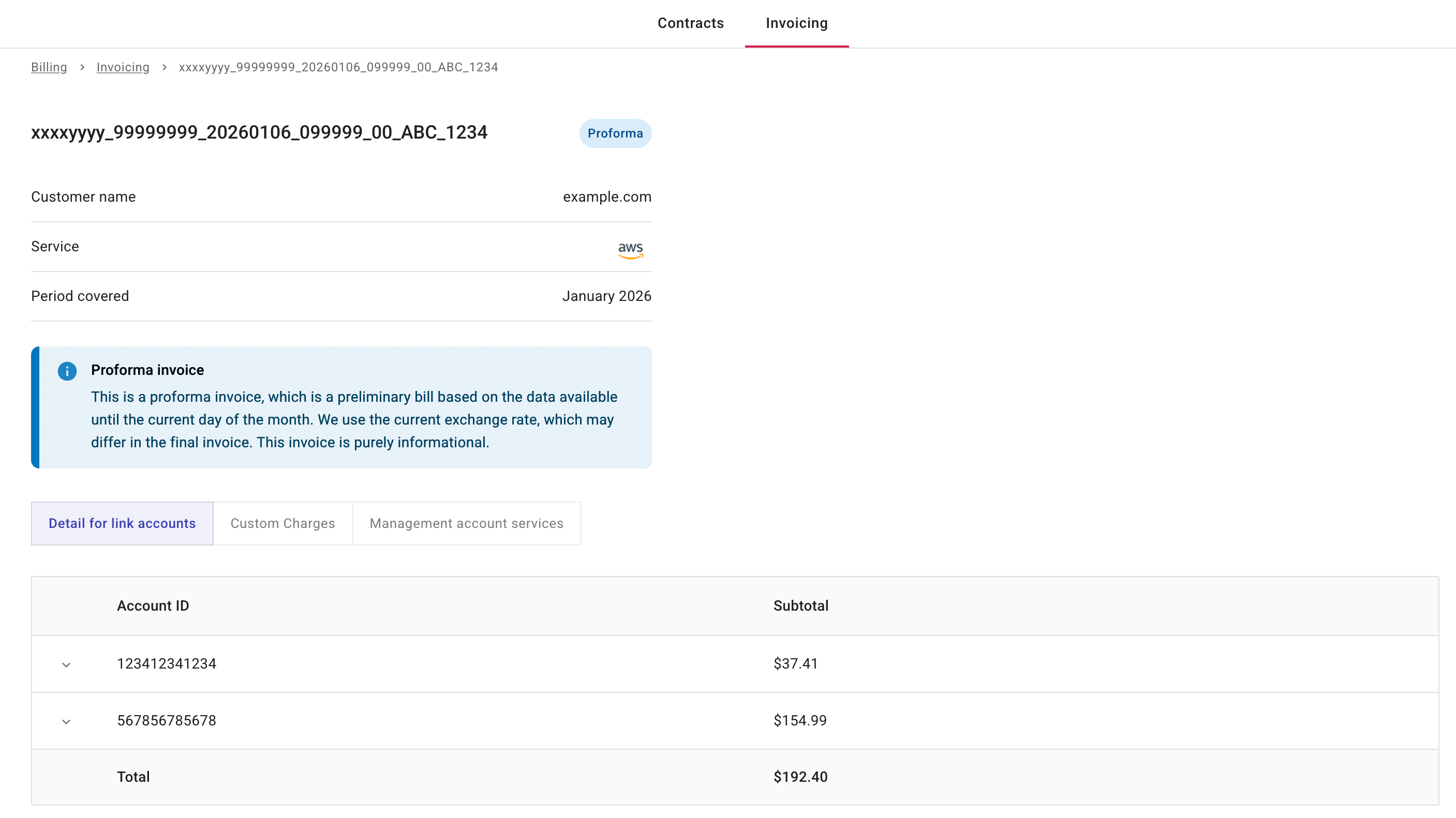 View a proforma invoice