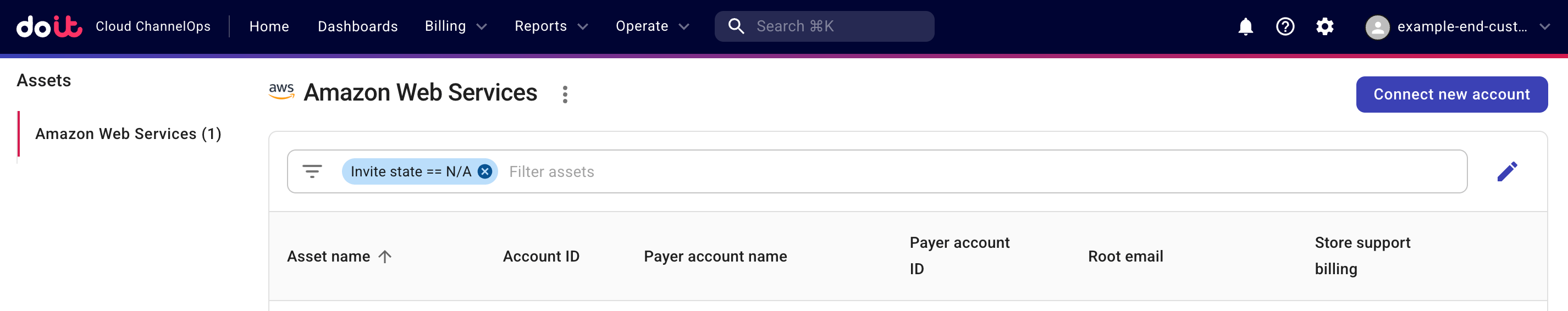End customer onboarding - connect account