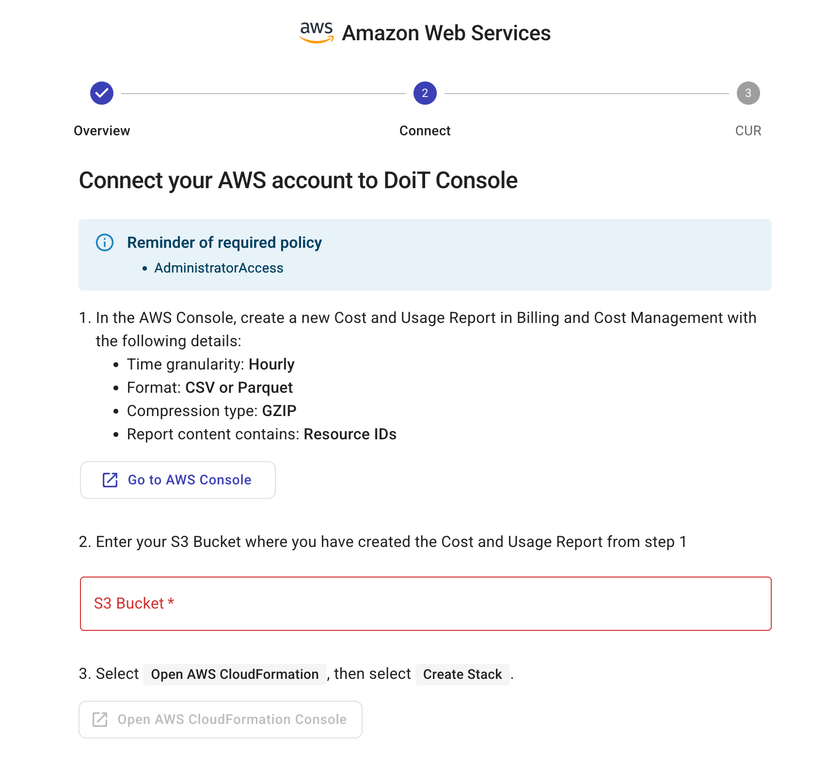 End customer onboarding - connect AWS organization