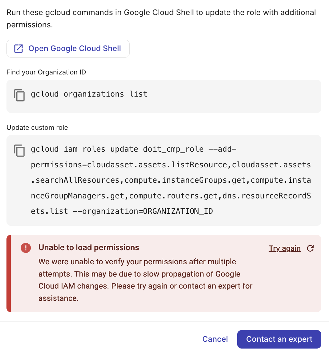 Permissions check fails