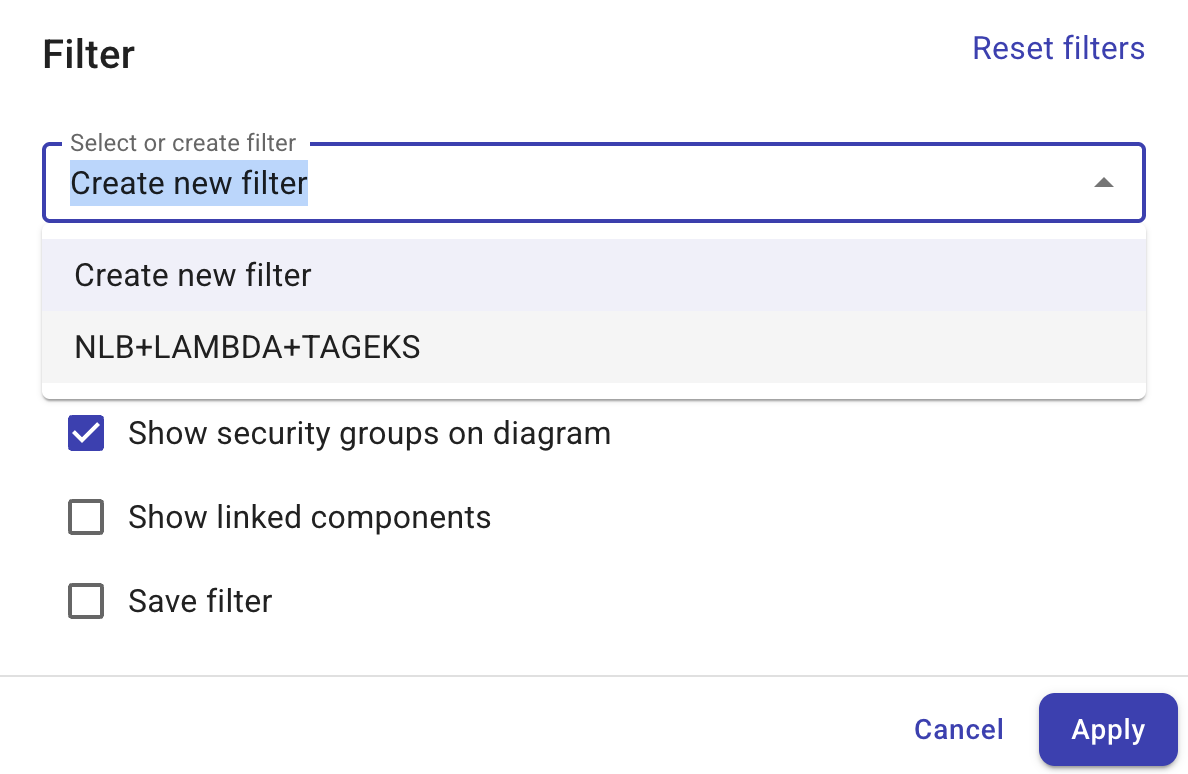 Create a new or edit an existing filter