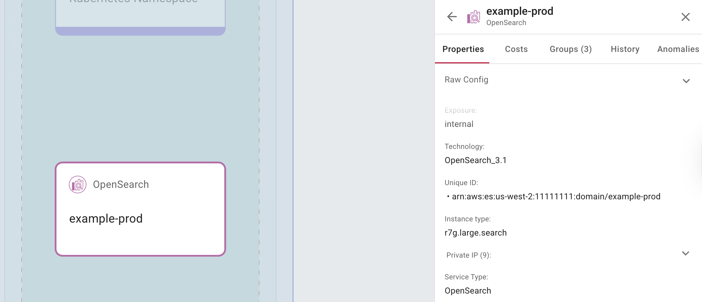 View node properties