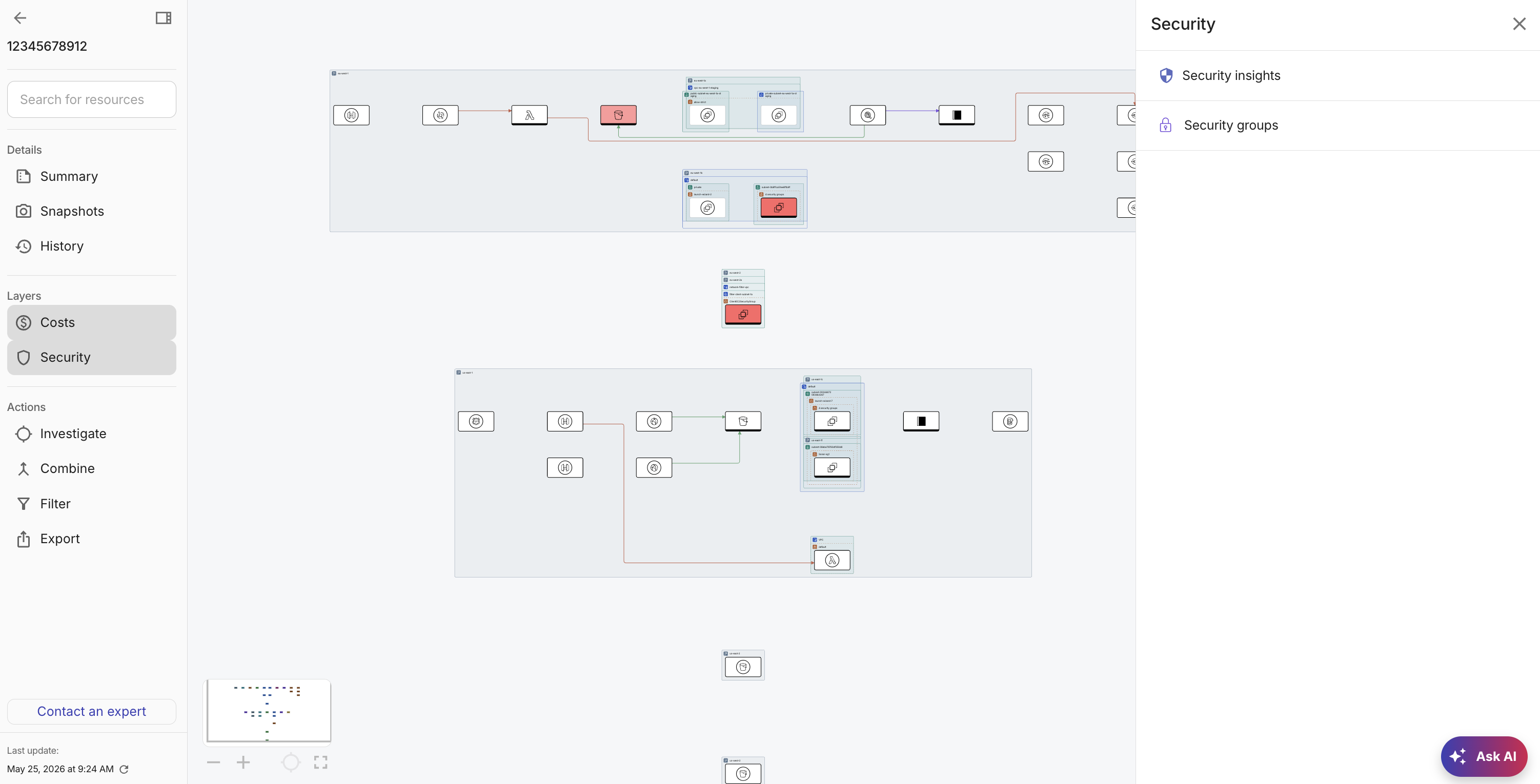View security on a Cloud diagram