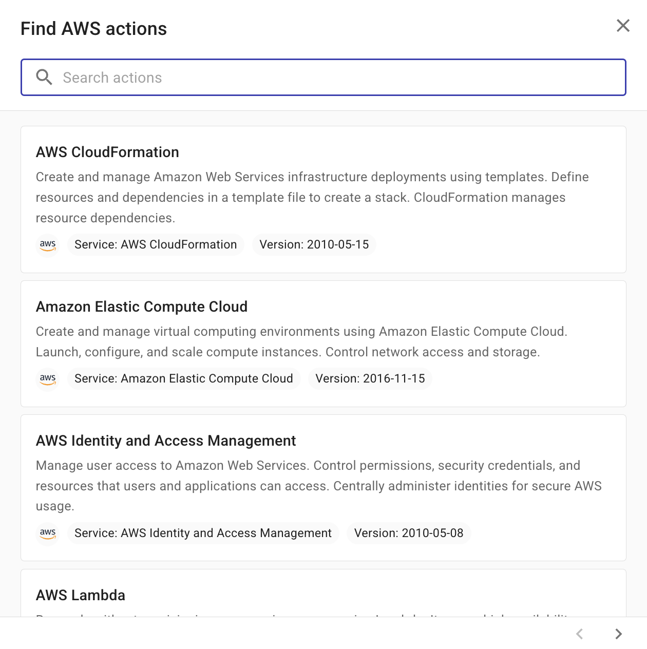 Search all a provider&#39;s services for an action