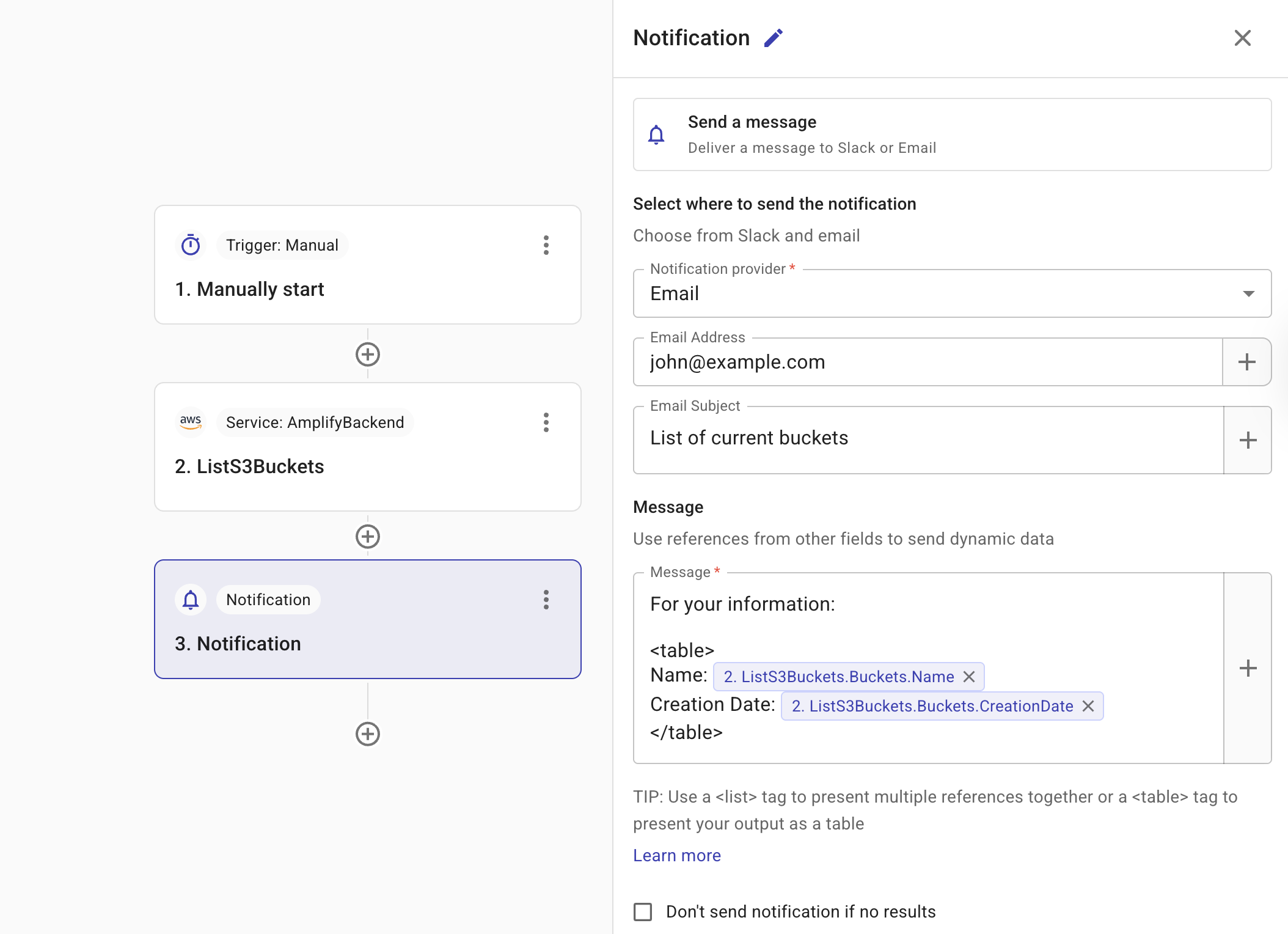 Notification configuration