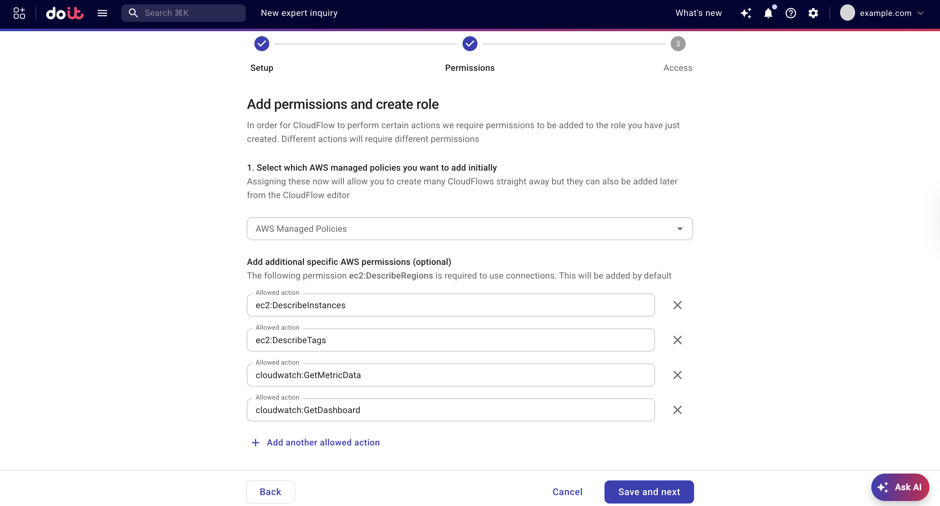 AWS permissions config