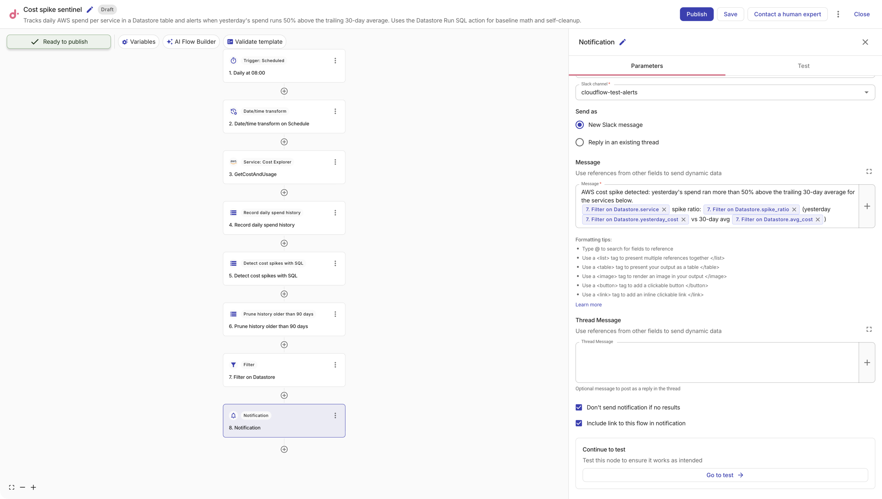 Slack notification with referenced fields