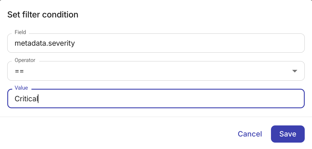 Set Event trigger filter