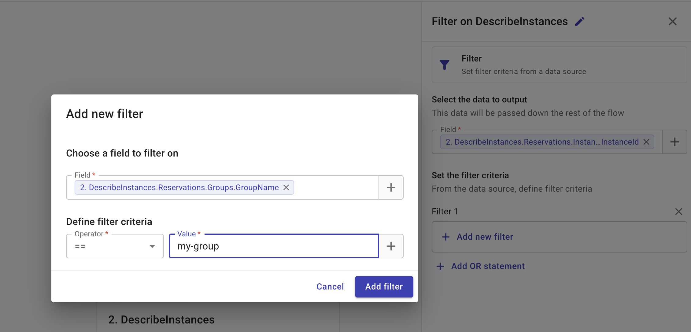 Filter configuration