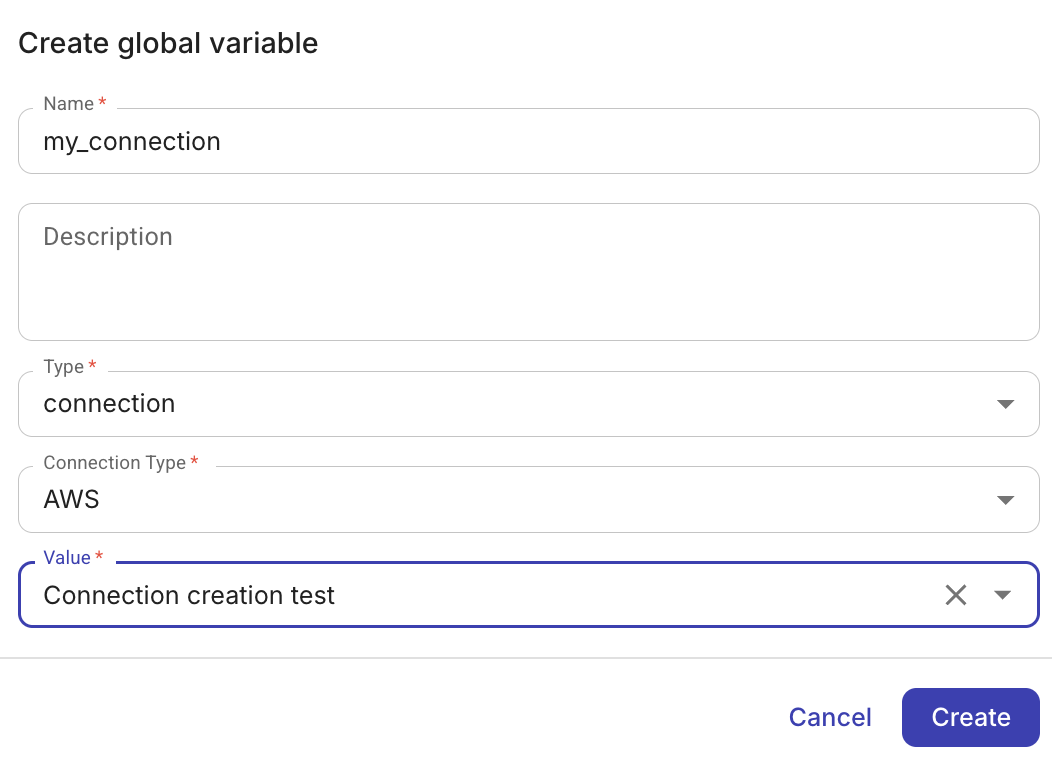 Create a global connection variable
