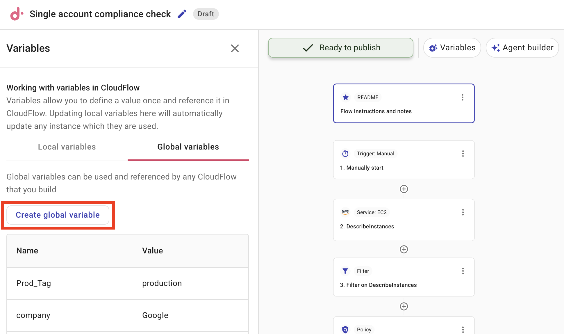 Create a global variable from a flow