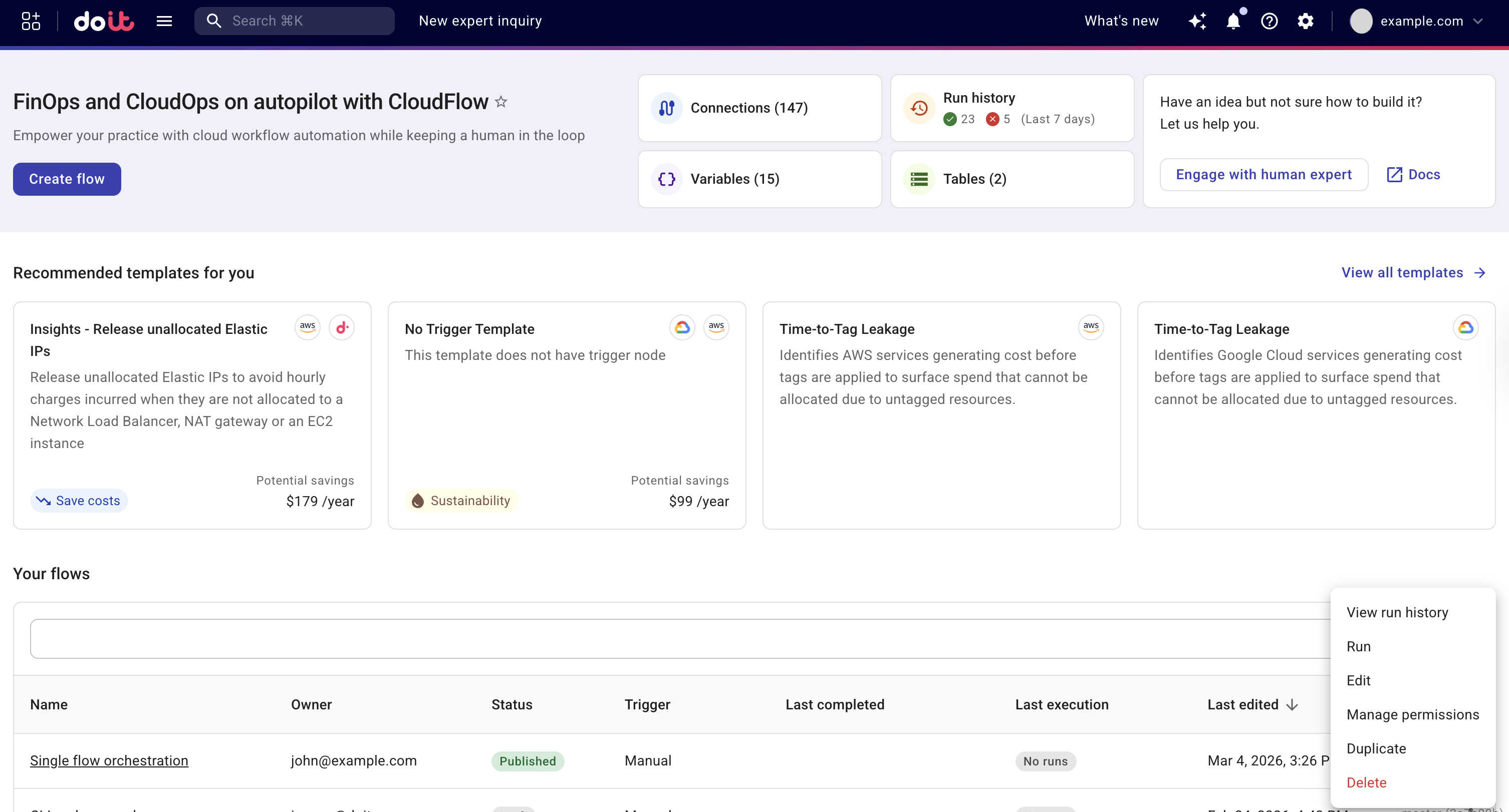 CloudFlow run history - nodes
