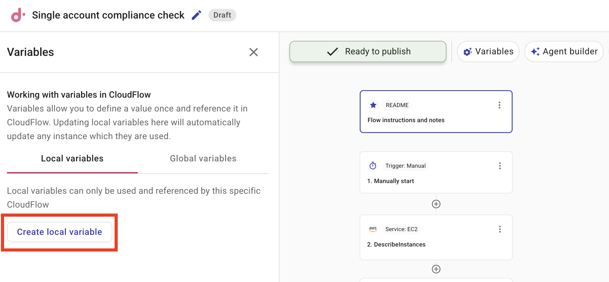 Create a local variable from a flow