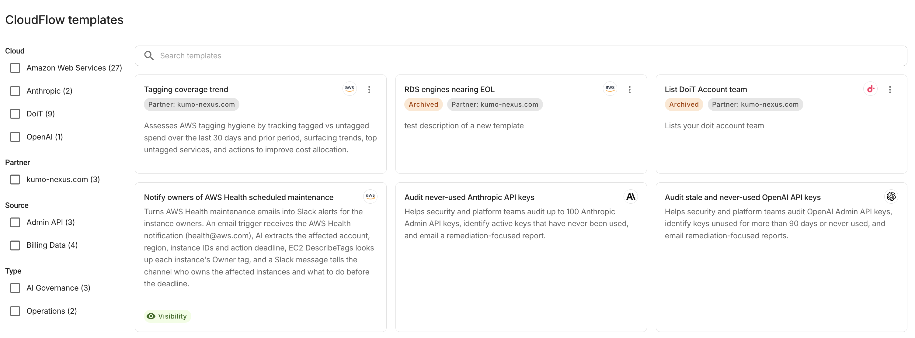 CloudFlow partner templates