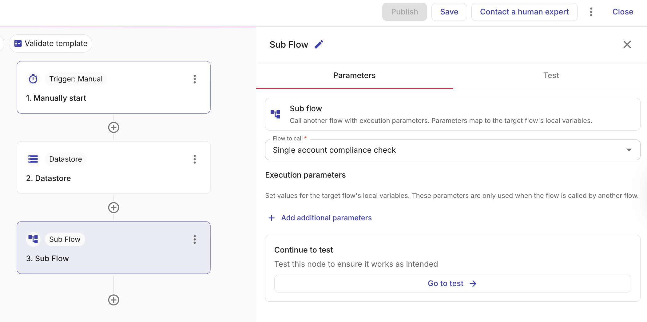 Add additional parameters in the subflow node