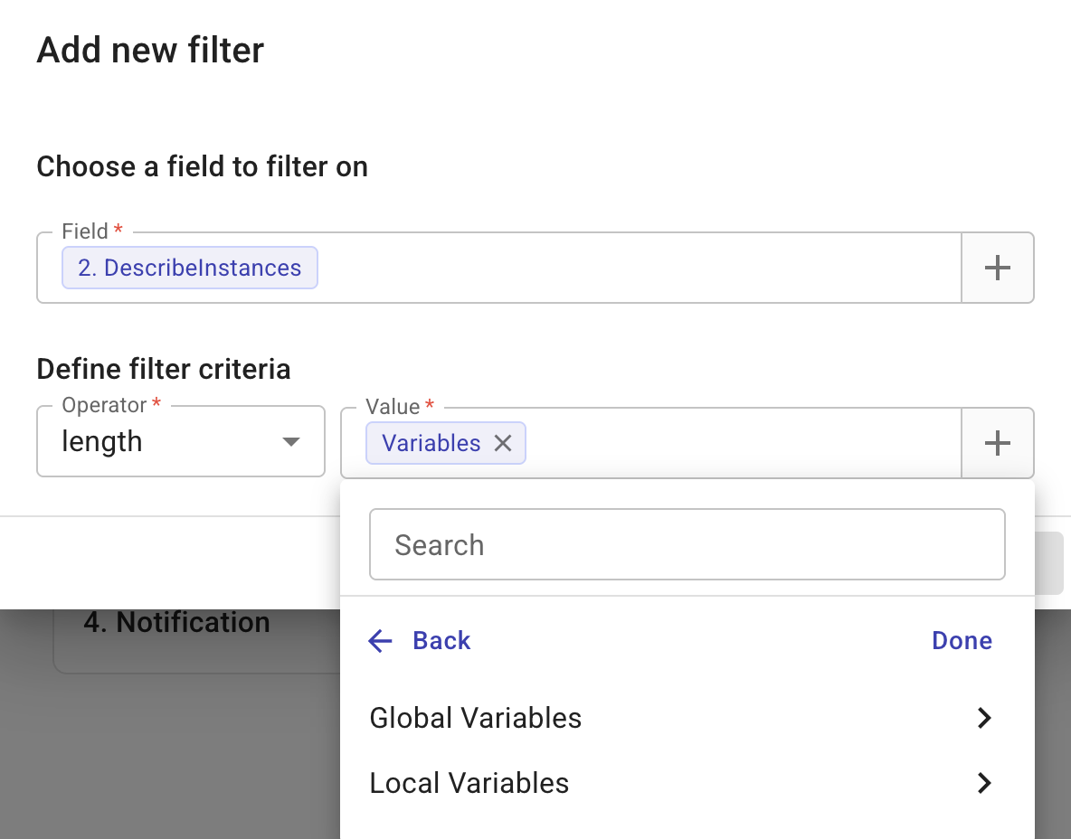 Filter a variable