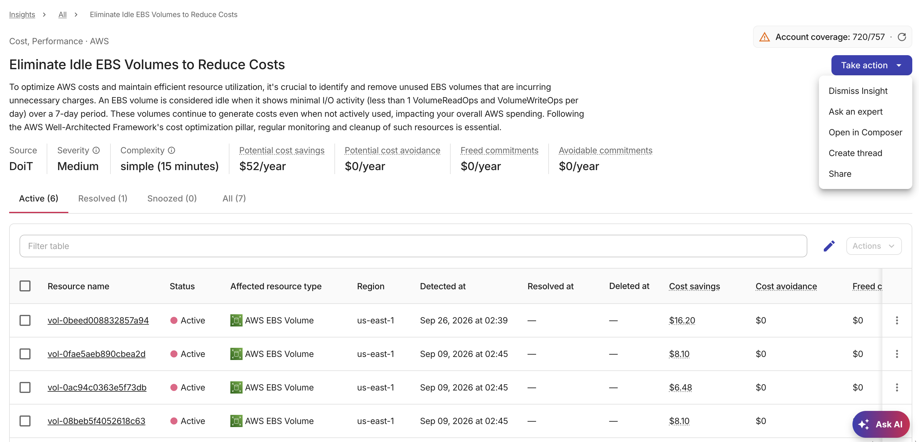 Composer Insight details - Take action on the insight.