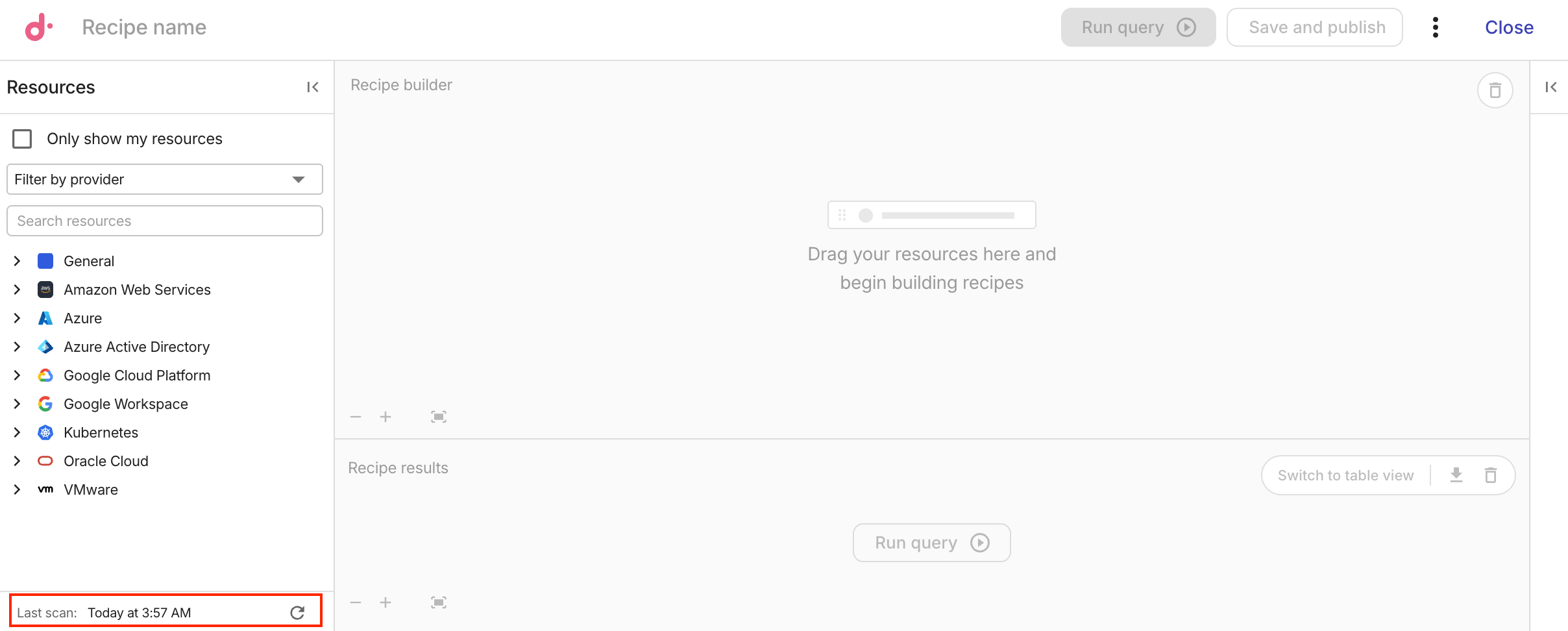 Composer - recipe builder: Account scan status.