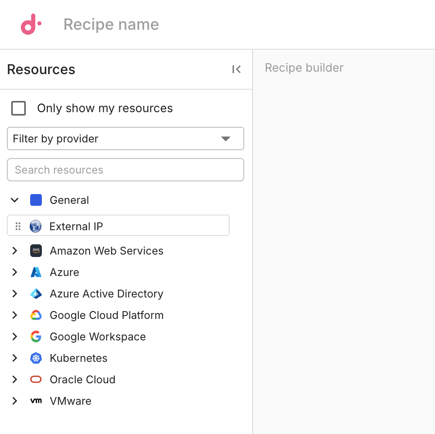 Composer - recipe builder: resource panel.