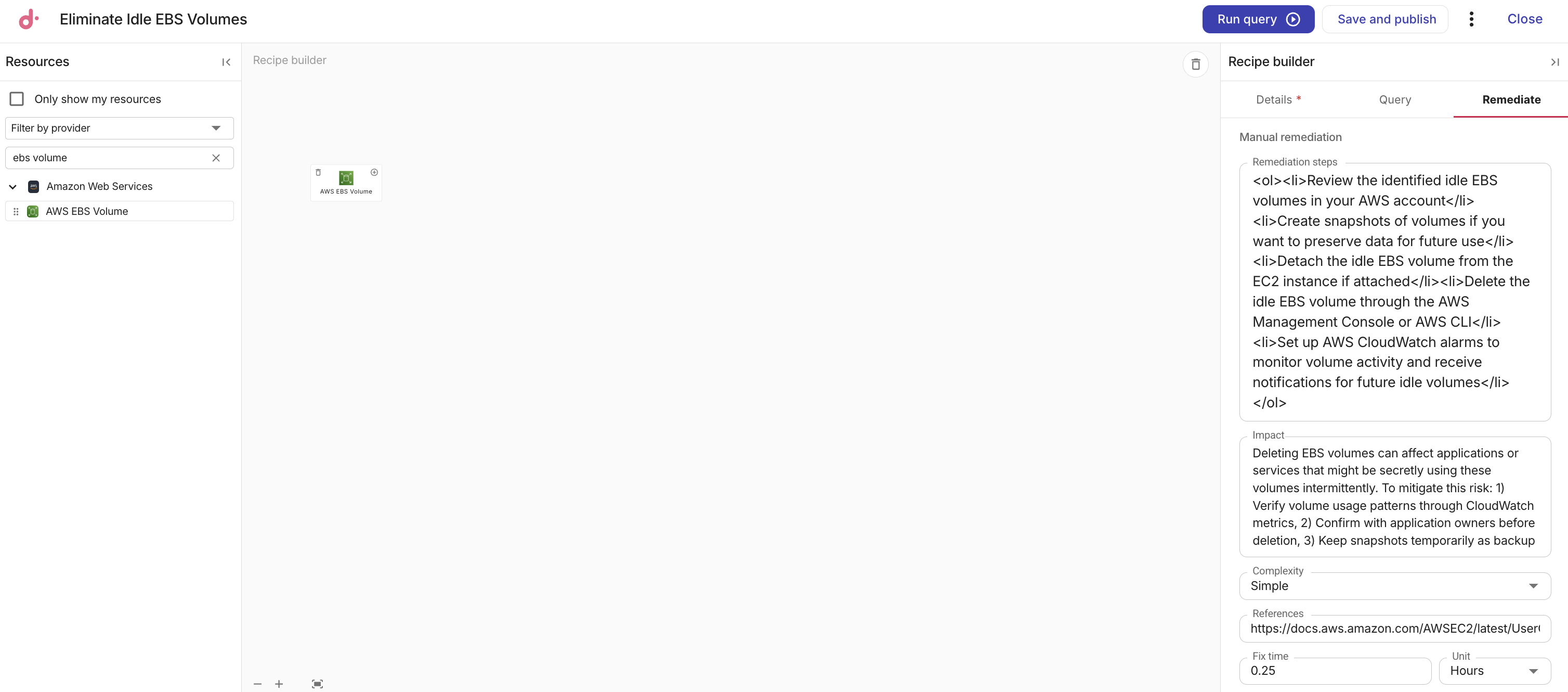 Composer - recipe builder: Add remediate tab fields