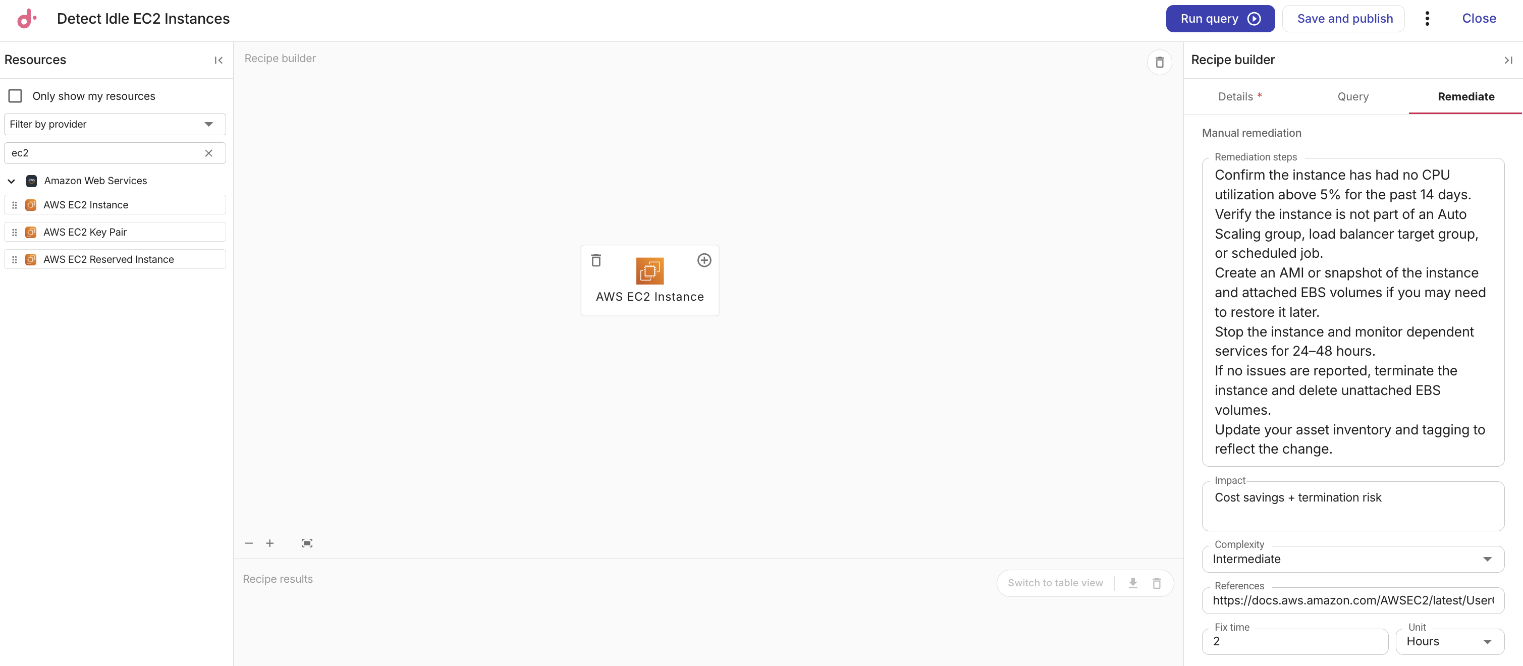Composer - recipe builder: Add remediate tab fields