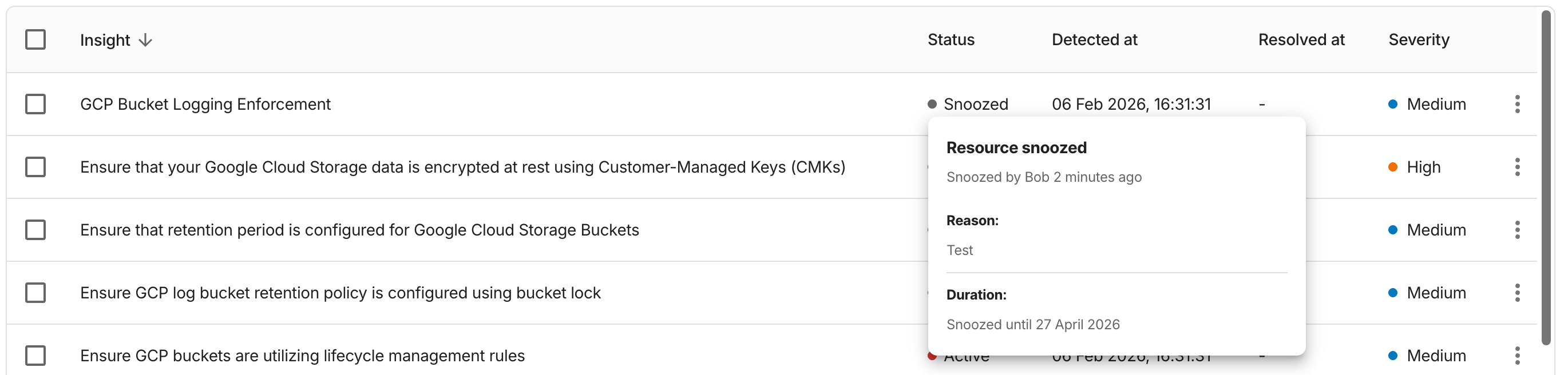 Composer - recipe builder: resource snoozed for an insight.