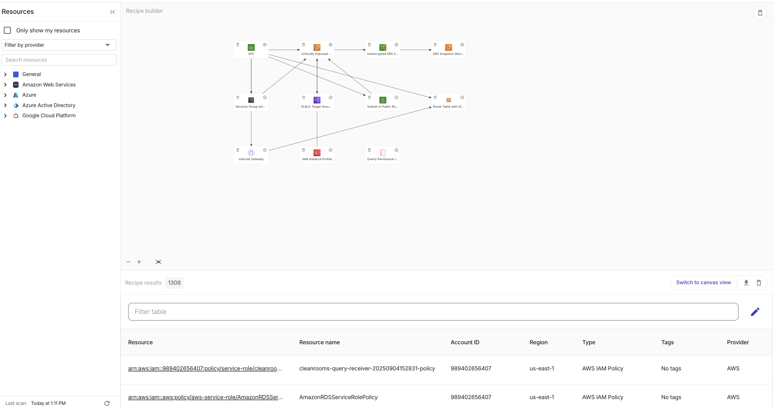 Composer - recipe builder: table view.