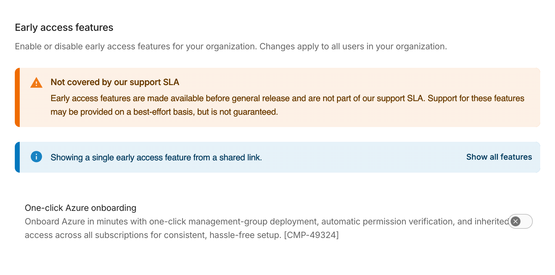 One-click Azure onboarding early access feature