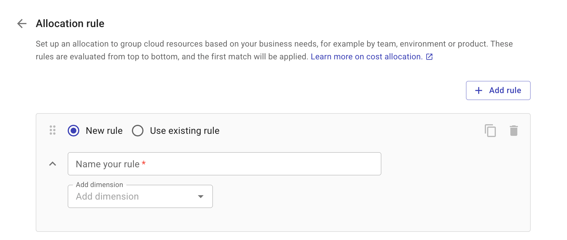 Create a new allocation