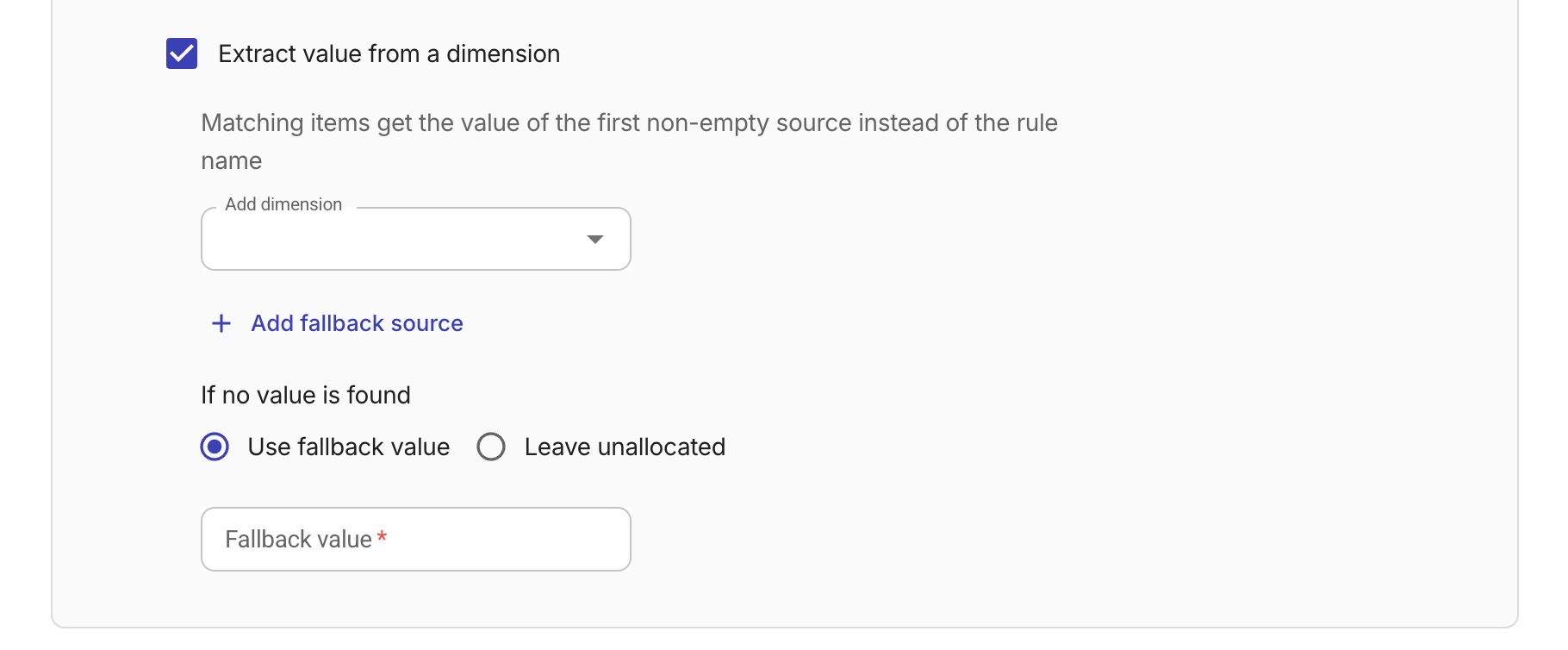 Allocation rule - Extract value from a dimension