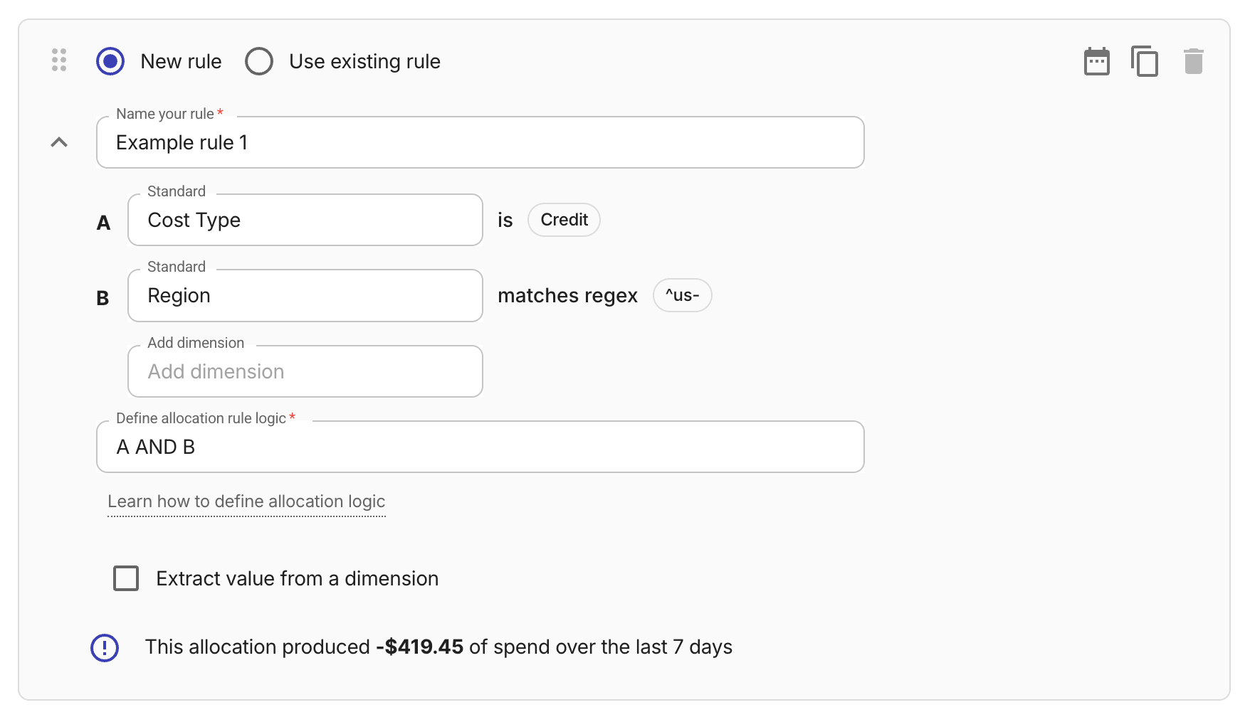 Create a new allocation rule