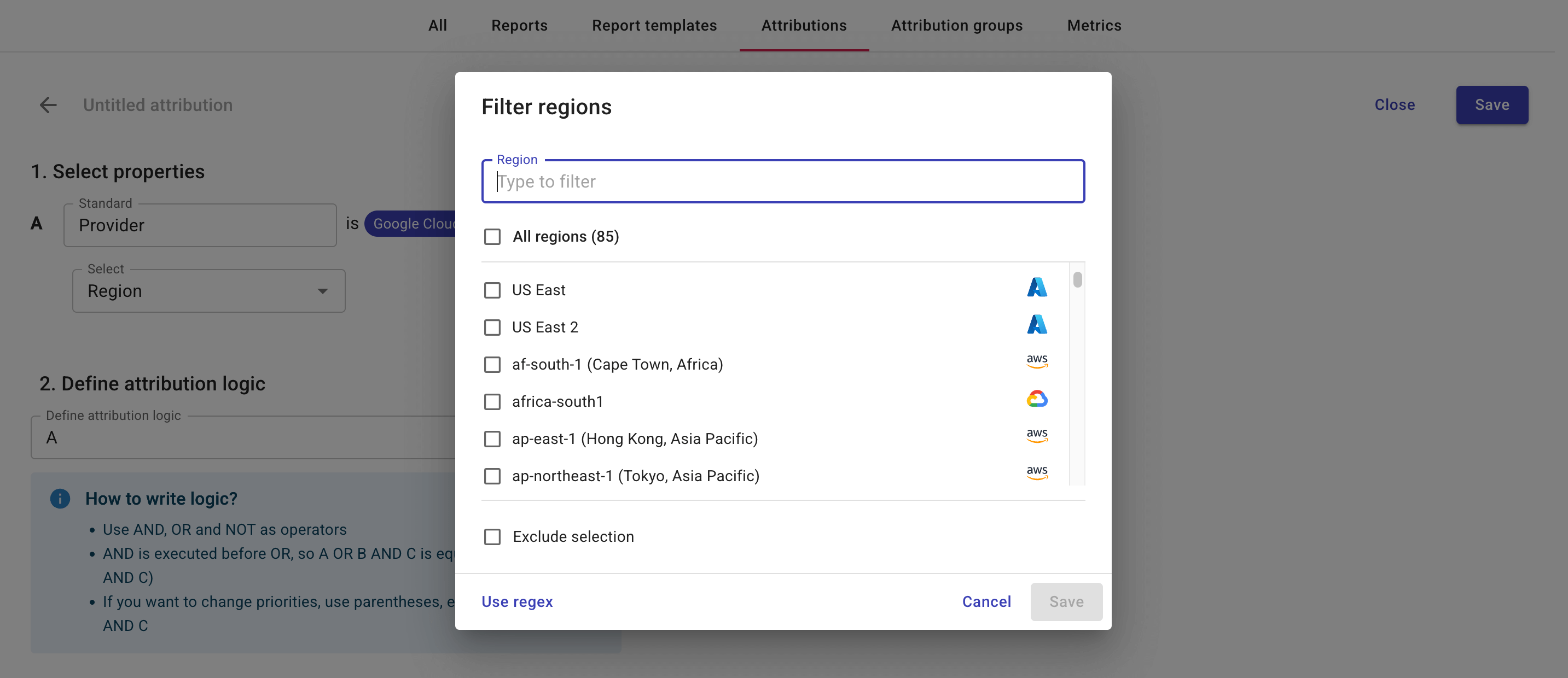 Filter property results