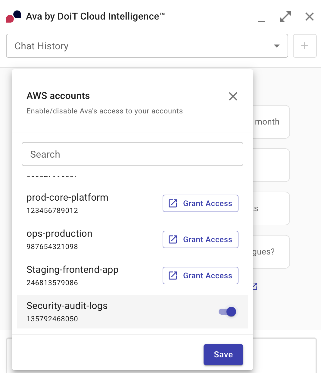 Enable AWS account in Ava