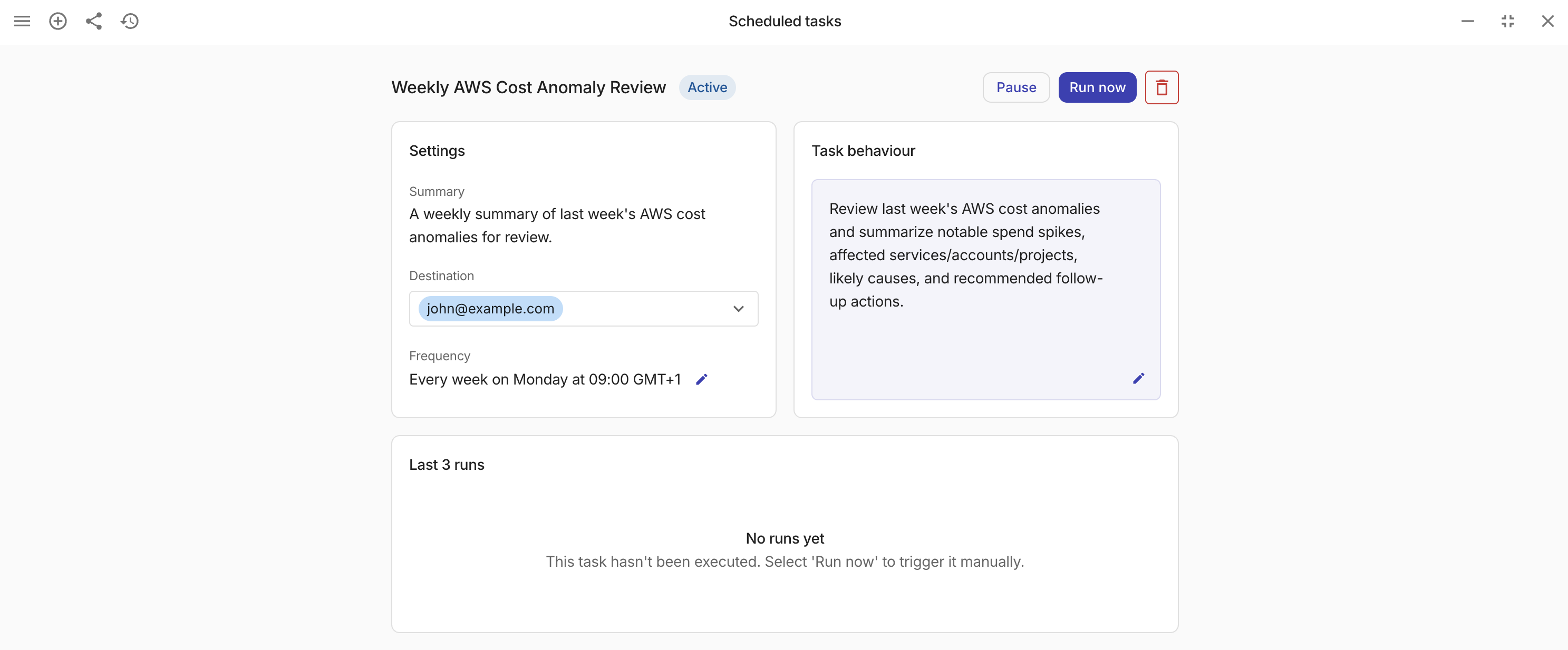 Open task in Ava