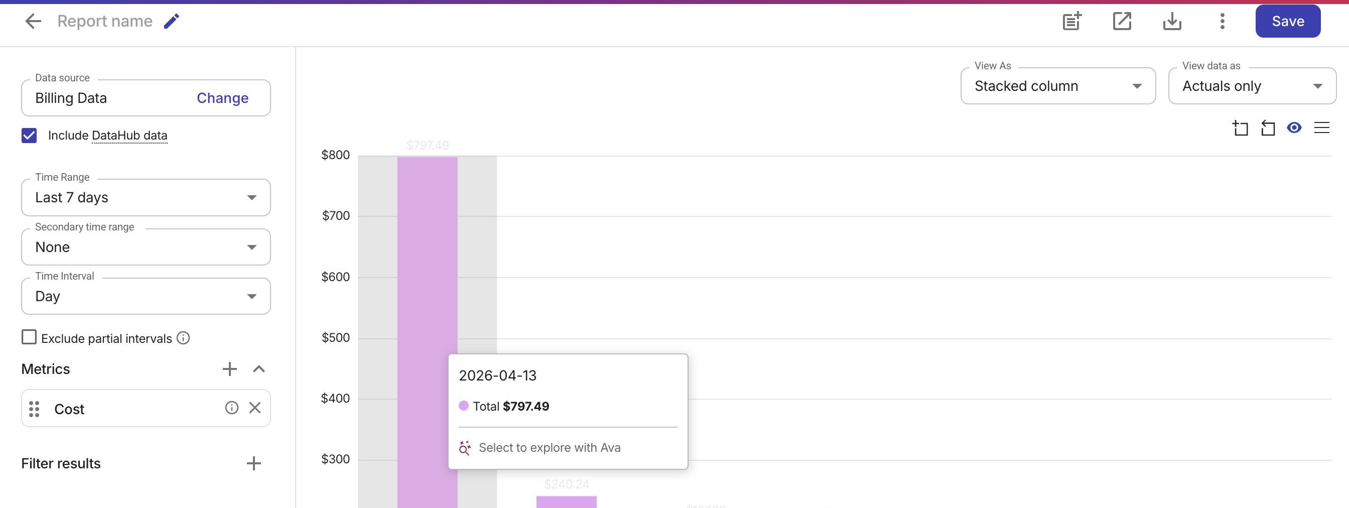 Point and ask Ava about a report