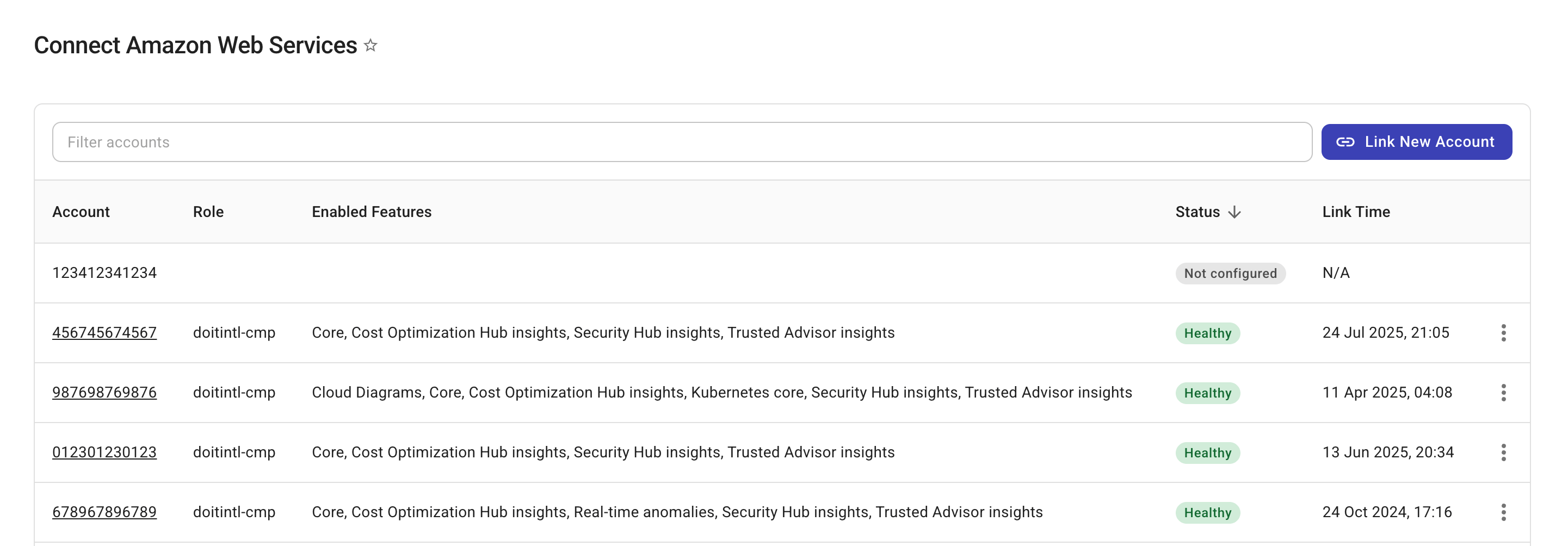 Link Amazon Web Services account