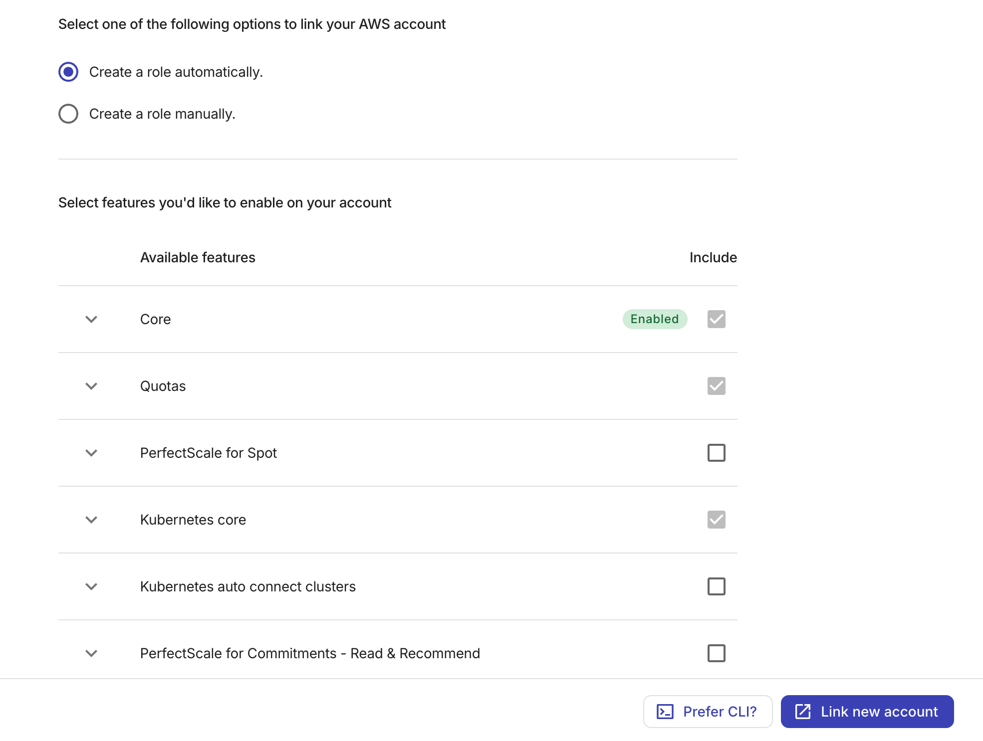 An expanded feature section