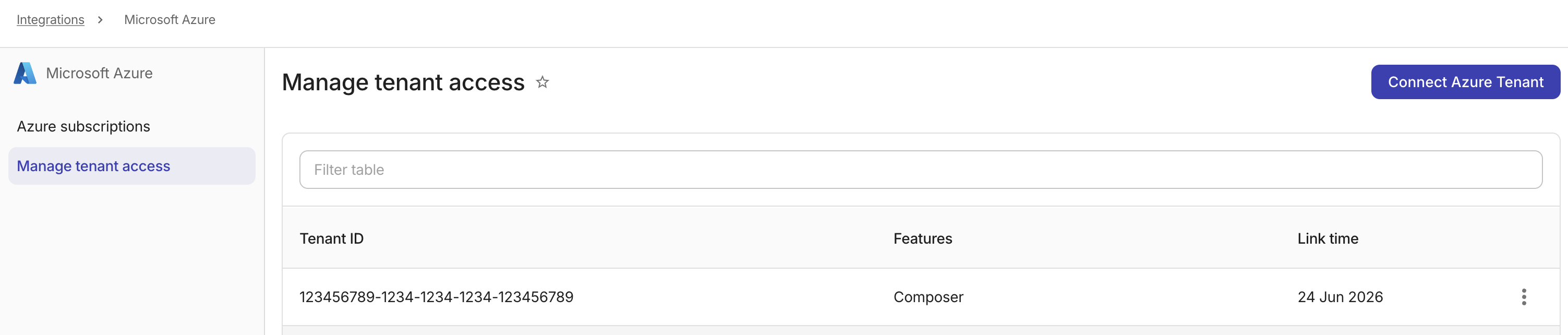 Connect new Azure tenant