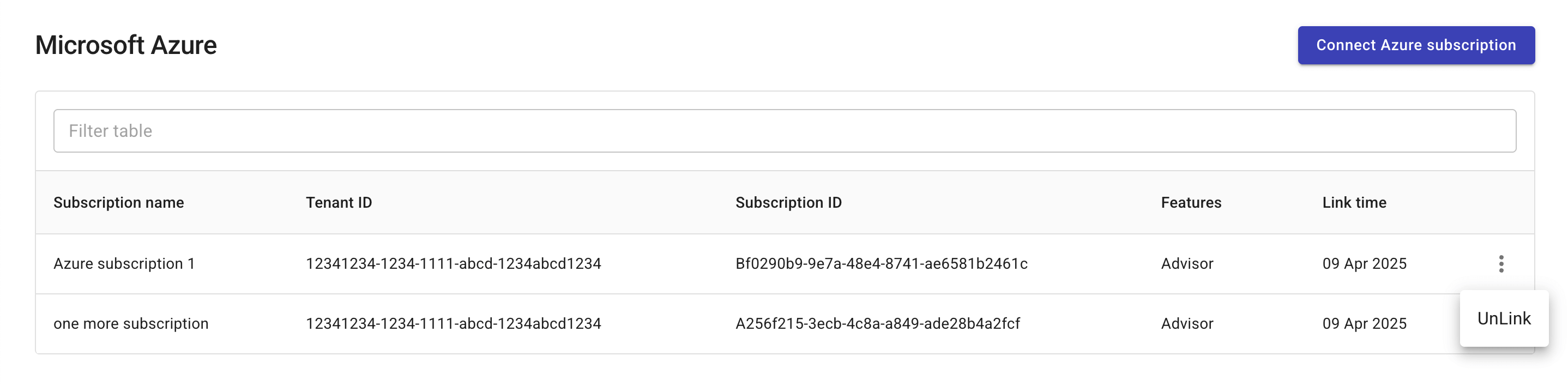 Unlink Azure subscription