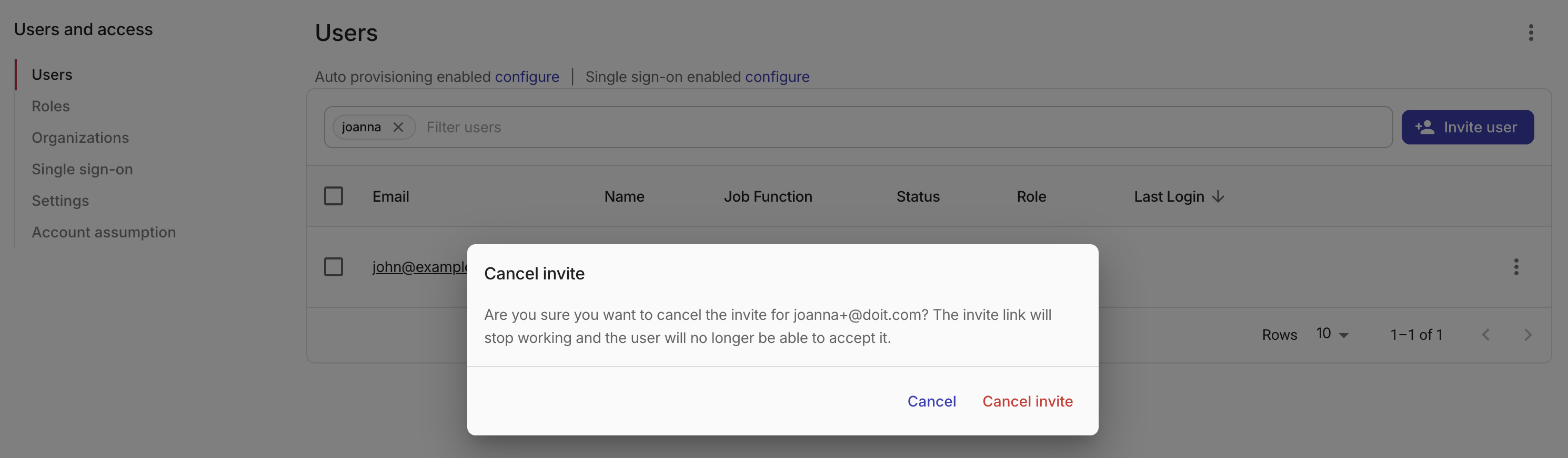Cancel invite