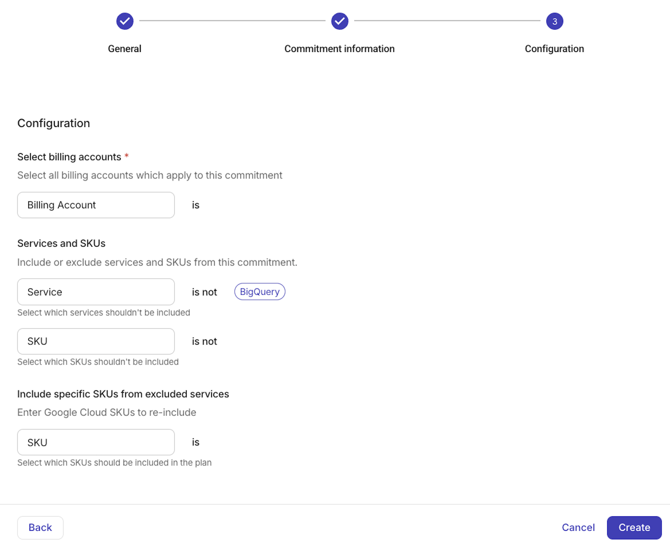 Commitment configuration