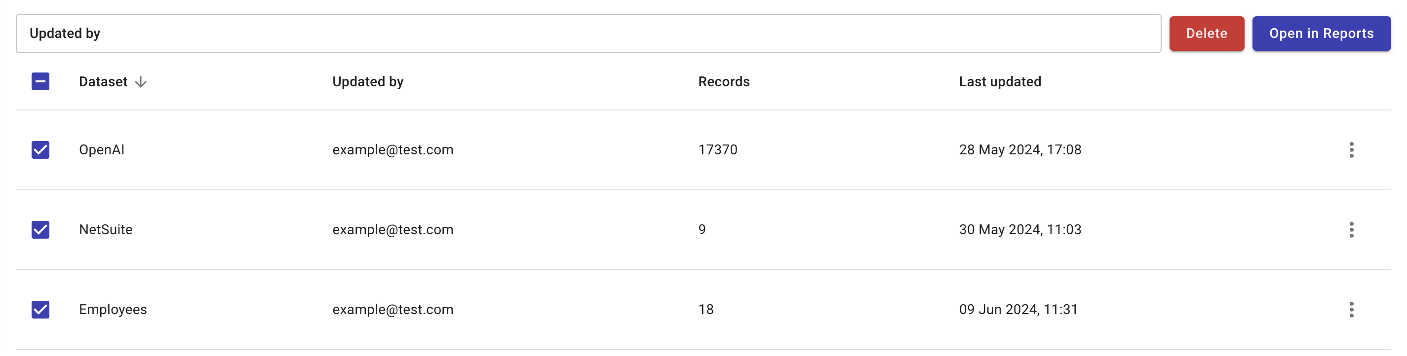 Select multiple datasets