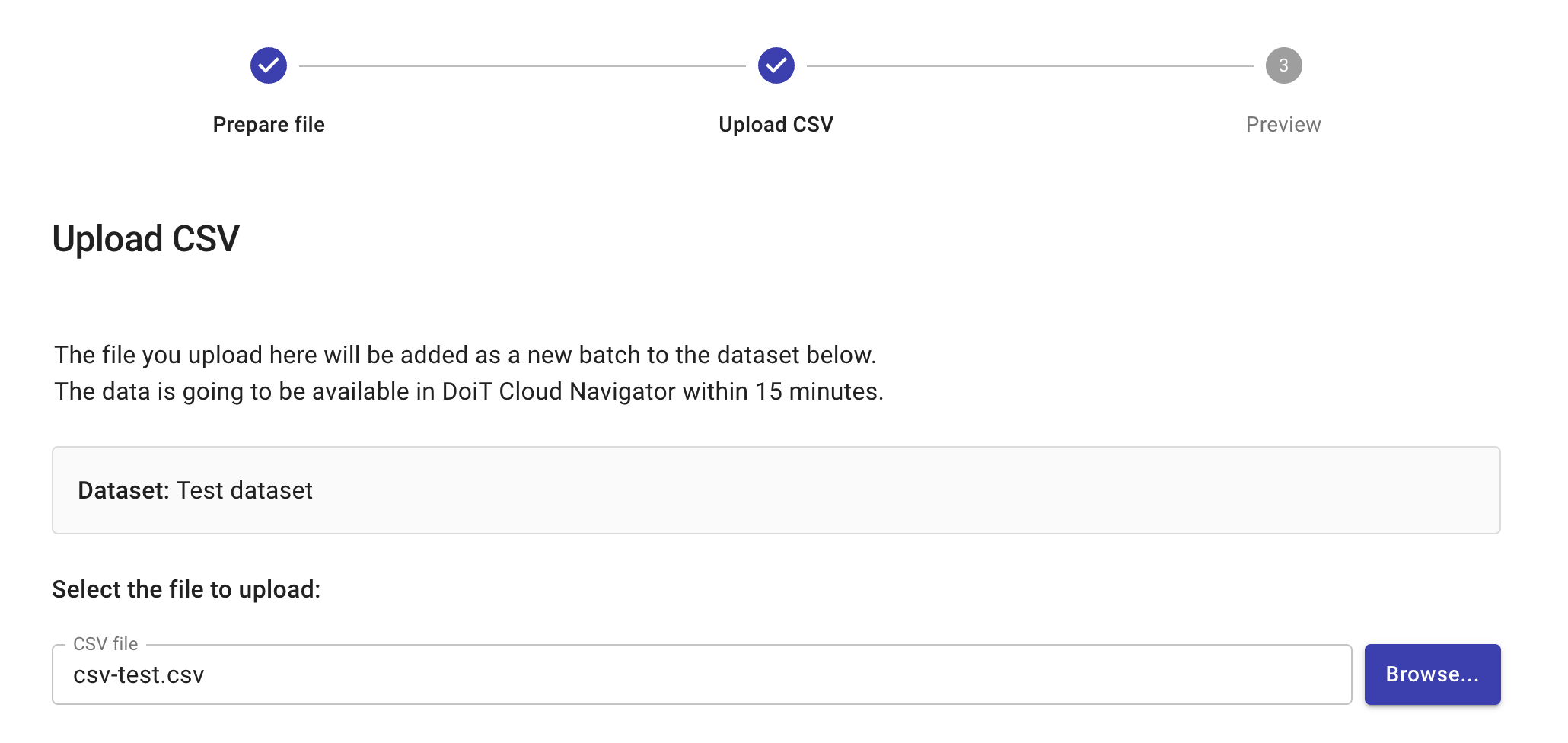 Upload CSV step 2