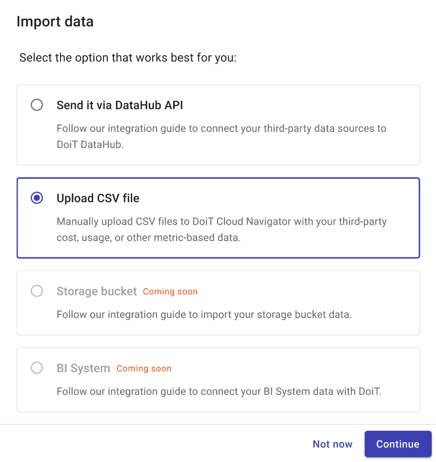 Import data options