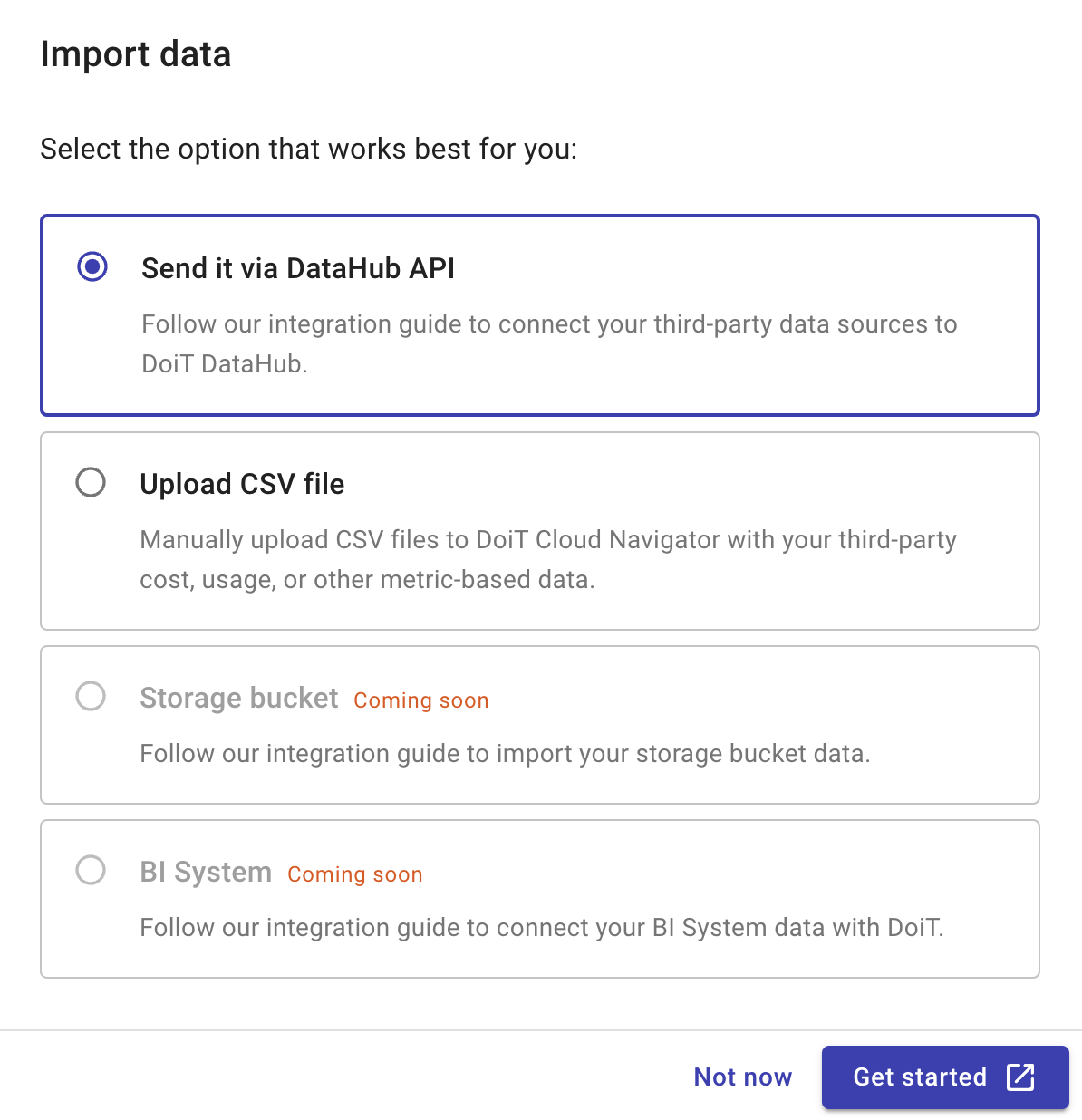 Import data options